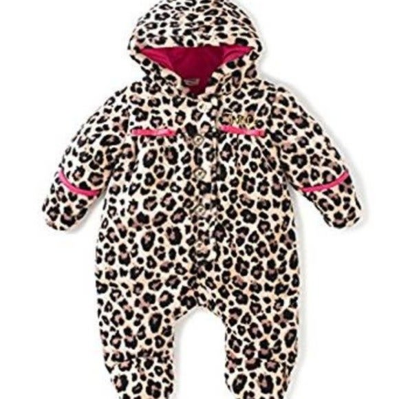 Juicy Couture Other - Cheetah print sherpa snowsuit 3-6 months NWT
